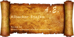 Albecker Etelka névjegykártya